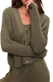 Waffle Knit Crop Cardigan at Nordstrom