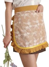Waist Apron for women - Lovely Half Apron Cotton Lace Embroidered Server Waitress Apron Short Apron for Womens Girls at Amazon