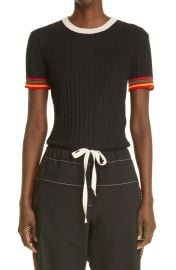 Wales Bonner Saint Ann Rib Short Sleeve Sweater at Nordstrom