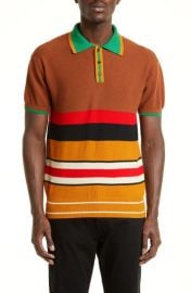 Wales Bonner Slim Fit Stripe Cotton PiquPolo at Nordstrom