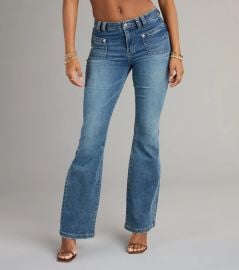 Walk This Way Mid Rise Flare Denim Jeans vert Windsor at Windsor