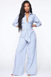 Walking The Lined Striped Jumpsuit at Fashion Nova