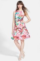 Wallis and39Orchid Leafand39 Cotton Fit andamp Flare Dress at Nordstrom