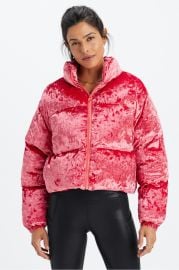 Wander Crushed Velour Croppped Puffer Jacket at Fabletics