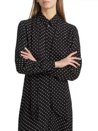 Wardrobe NYC Polka Dot Silk Tie Neck Blouse at Saks Fifth Avenue