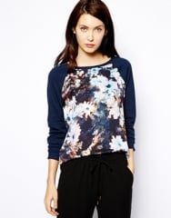 Warehouse  Warehouse Smudgy Floral Print Sweat at Asos