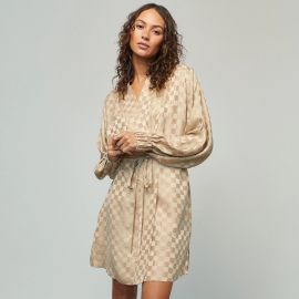 Washable Silk Checkered Jacquard Robe - Lunya at Lunya