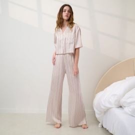 Washable Silk High Rise Pant Set in Wisteria Stripe | Lunya at Lunya