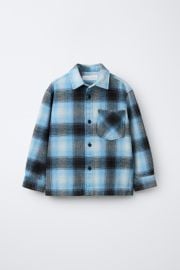 Washed Effect Plaid Overshirt at Zara
