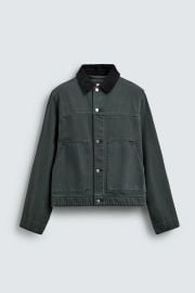 Washed Jacket With Contrasting Collar at Zara