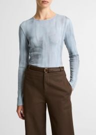 Washed Ombré Pima Cotton-Blend Long-Sleeve T-Shirt at Vince