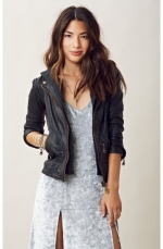 Washed leather moto jacket by Doma at Planet Blue