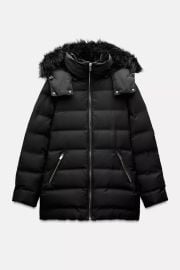 Water And Wind Protection Hooded Down Coat at Zara