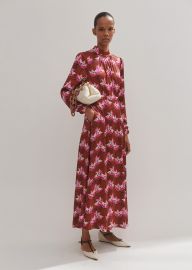 Waterlily Print Maxi Dress Belt MEEM PecanPinkLight Cream at Me and Em