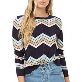 Wave Stripe Long Sleeve Casual Crewneck Knitted Pullover Sweater at Amazon