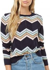 Wave Stripe Long Sleeve Casual Crewneck Knitted Pullover Sweater at Amazon