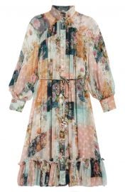 Wavelength Mixed Print Long Sleeve Silk Midi Dress at Nordstrom