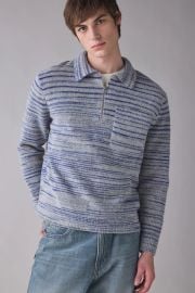 Wax London Alpha Random Space Dye Zip Polo Sweater at Urban Outfitters