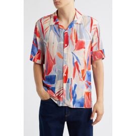 Wax London Didcot Leaf Print Camp Shirt at Nordstrom
