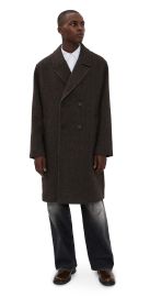 Wax London Magnus Double Breasted Overcoat Wool Herringbone/Brown S at Shopbop