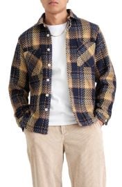 Wax London Whiting Mountain Check Overshirt in Navy /Khaki Size Small at Nordstrom