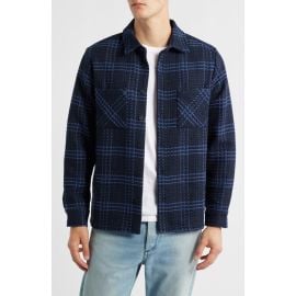 Wax London Whiting Windowpane Check Cotton Blend Button-Up Shirt Jacket at Nordstrom