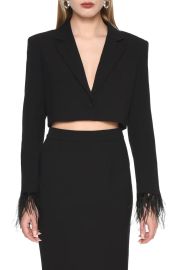 WayF Kismet Feather Cuff Crop Blazer at Nordstrom