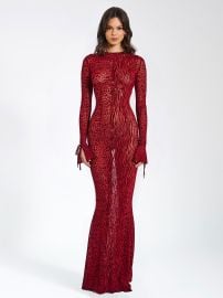 Waylynn Burnout Velvet Detail Mesh Backless Maxi Dress at Miss Circle
