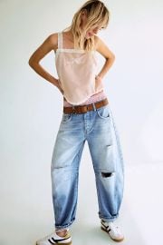 We The Free Good Luck Mid Rise Barrel Jeans at Free People
