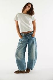 We The Free Good Luck Mid Rise Barrel Jeans at Free People