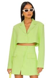 We Wore What Sharp Green Cropped Blazer at Revolve