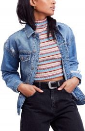 We the Free by Free People Studded Trucker Denim Jacket   Nordstrom at Nordstrom