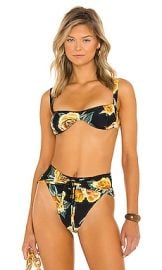 WeWoreWhat Sorrento Bikini Top in Roses Black Multi at Revolve