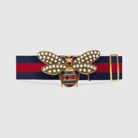 Web Belt with Bee at Gucci