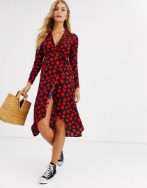 Wednesday\'s Girl midaxi wrap dress in heart print at ASOS