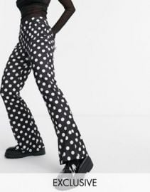 Wednesdays Girl flared pants in polka dot at ASOS