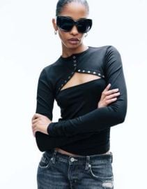 Weekday long sleeve bolero top with snap button detail in black | ASOS at ASOS