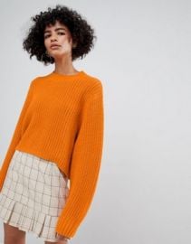 Weekday thick rib cropped sweater in orange at asos com at Asos