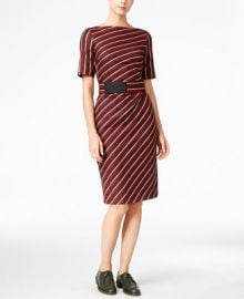 Weekend Max Mara Belted Striped Dress at Macys