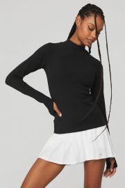 Wellness Rib Mock Neck Long Sleeve - Black Alo Yoga at Alo Yoga