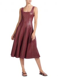 Wells Squareneck Faux-Leather Midi Dress at Saks Fifth Avenue