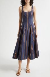 Wells Stripe Stretch Cotton Poplin Midi Dress at Nordstrom