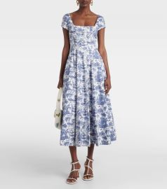 Wells floral cotton midi dress in blue - Staud at Mytheresa