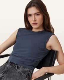 West Sleeveless Tank Top BLUEBERRY BLUE ALLSAINTS US at All Saints