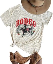 Western Cowboy Bleached T-Shirt for Women Vintage Desert Cactus Graphic Shirts C eBay at eBay