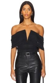 Weworewhat Ruched Off Shoulder Bodysuit In Black at Revolve