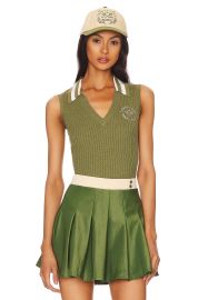 Weworewhat V Neck Polo Tank In Court Green Optic White at Revolve