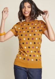 What I Call Fun Intarsia Sweater in Dotted Orange at ModCloth