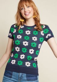 What I Call Fun Intarsia Sweater in Navy Retro Bloom at ModCloth