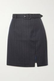 Whatever belted pinstriped wool-blend mini skirt at Net a Porter